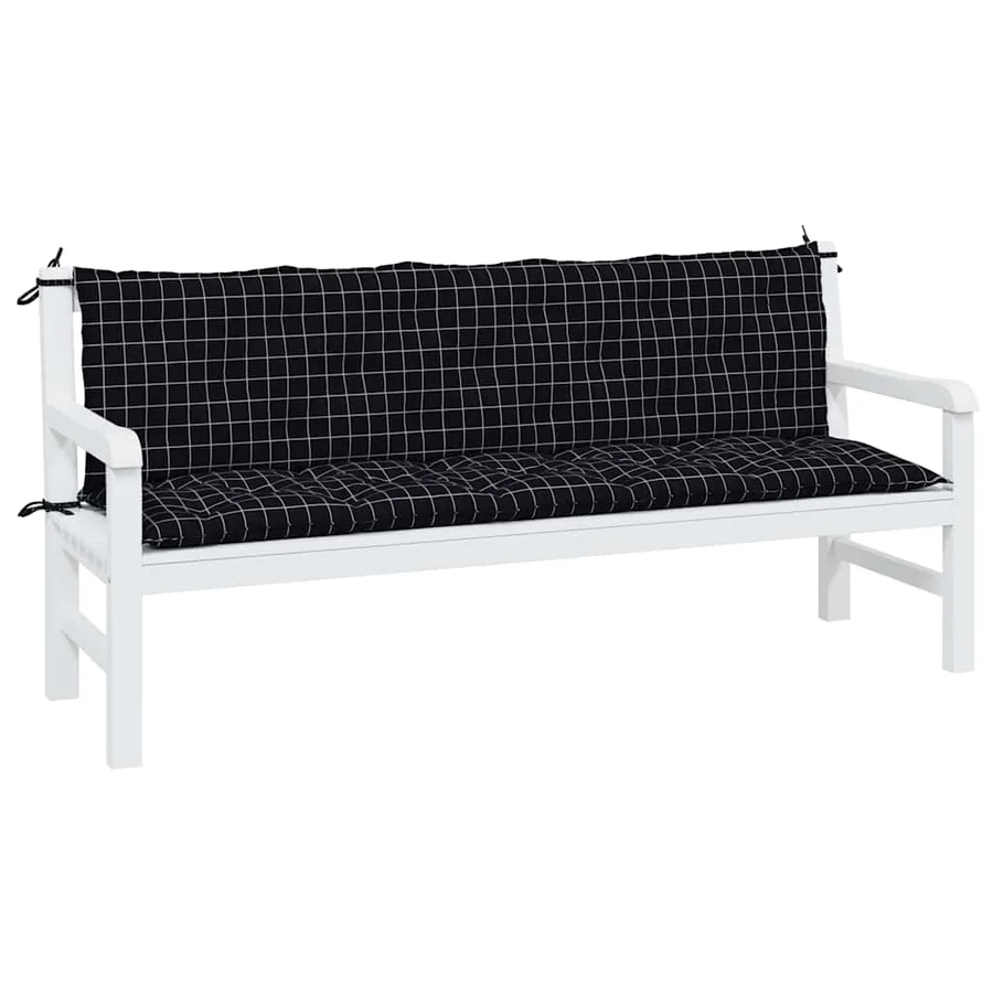 Coussins de banc de jardin lot de 2 motif à carreaux noir - 3