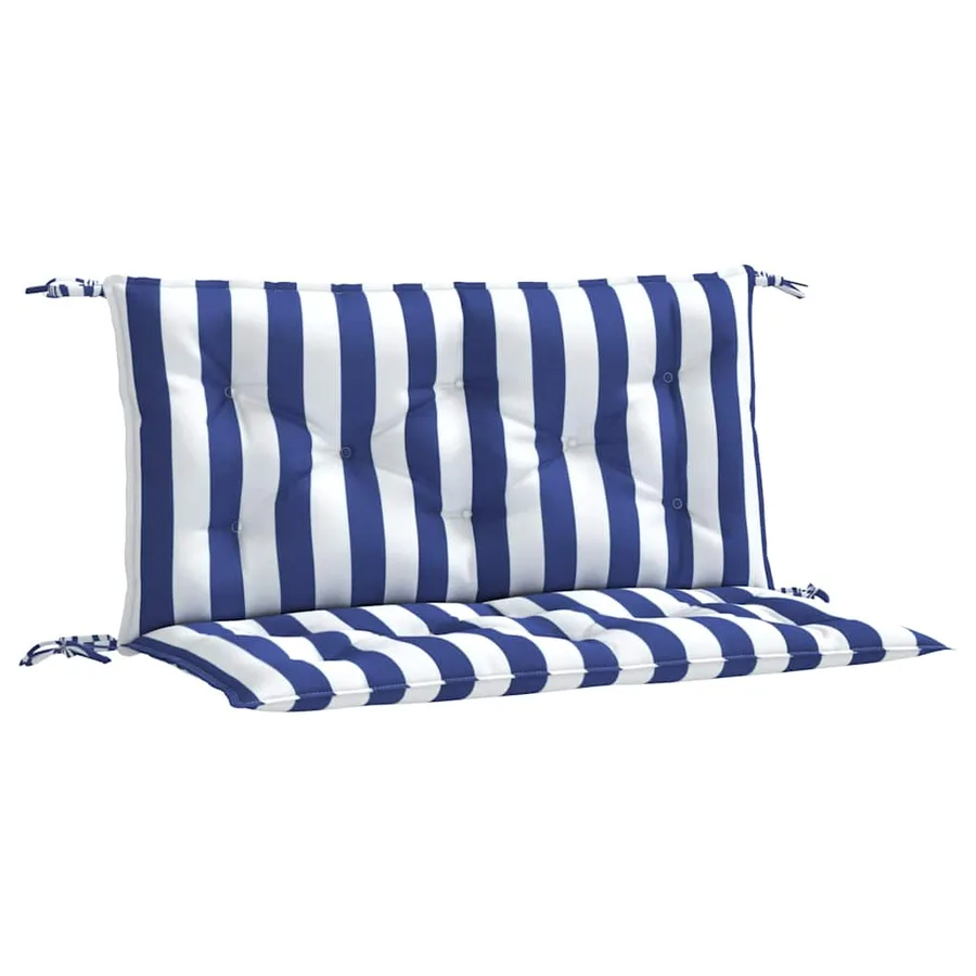 Coussins de banc de jardin lot de 2 rayures bleues et blanches - 2