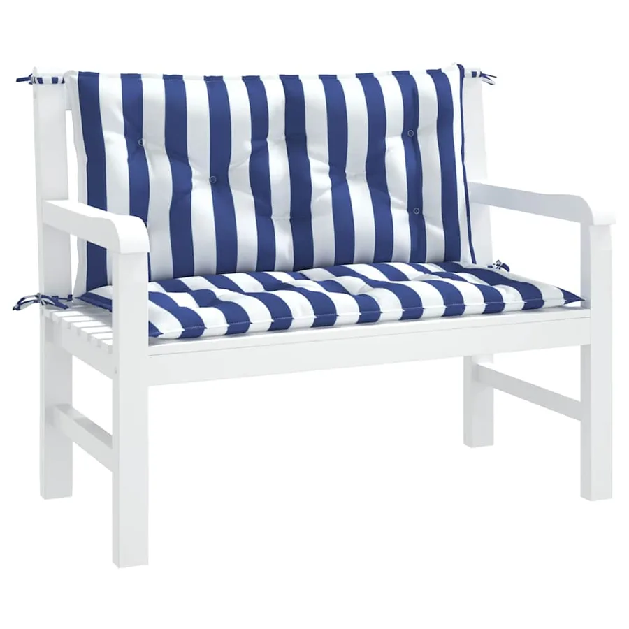 Coussins de banc de jardin lot de 2 rayures bleues et blanches - 4
