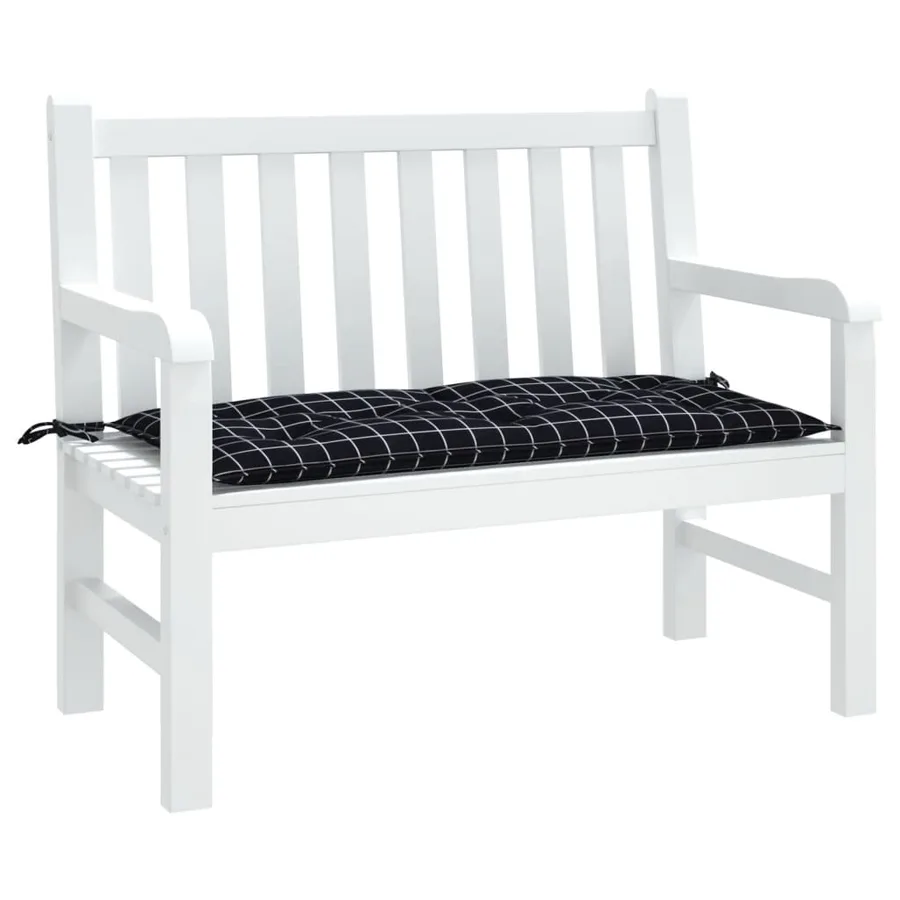 Coussin de banc de jardin carreaux noir 100x50x7cm tissu oxford - 3