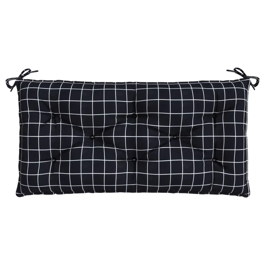 Coussin de banc de jardin carreaux noir 100x50x7cm tissu oxford - 4