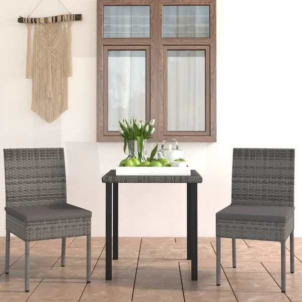 Ensemble à manger de jardin 3 pcs Résine tressée Gris