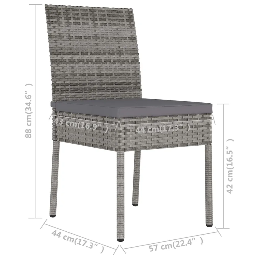 Ensemble à manger de jardin 3 pcs Résine tressée Gris - 12