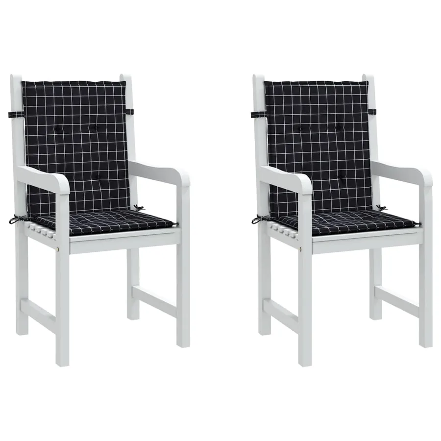 Coussins de chaise à dossier bas lot de 2 noir à carreaux tissu - 4