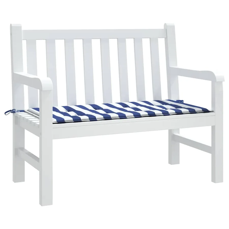 Coussin de banc de jardin rayures bleues et blanches 120x50x3cm - 3