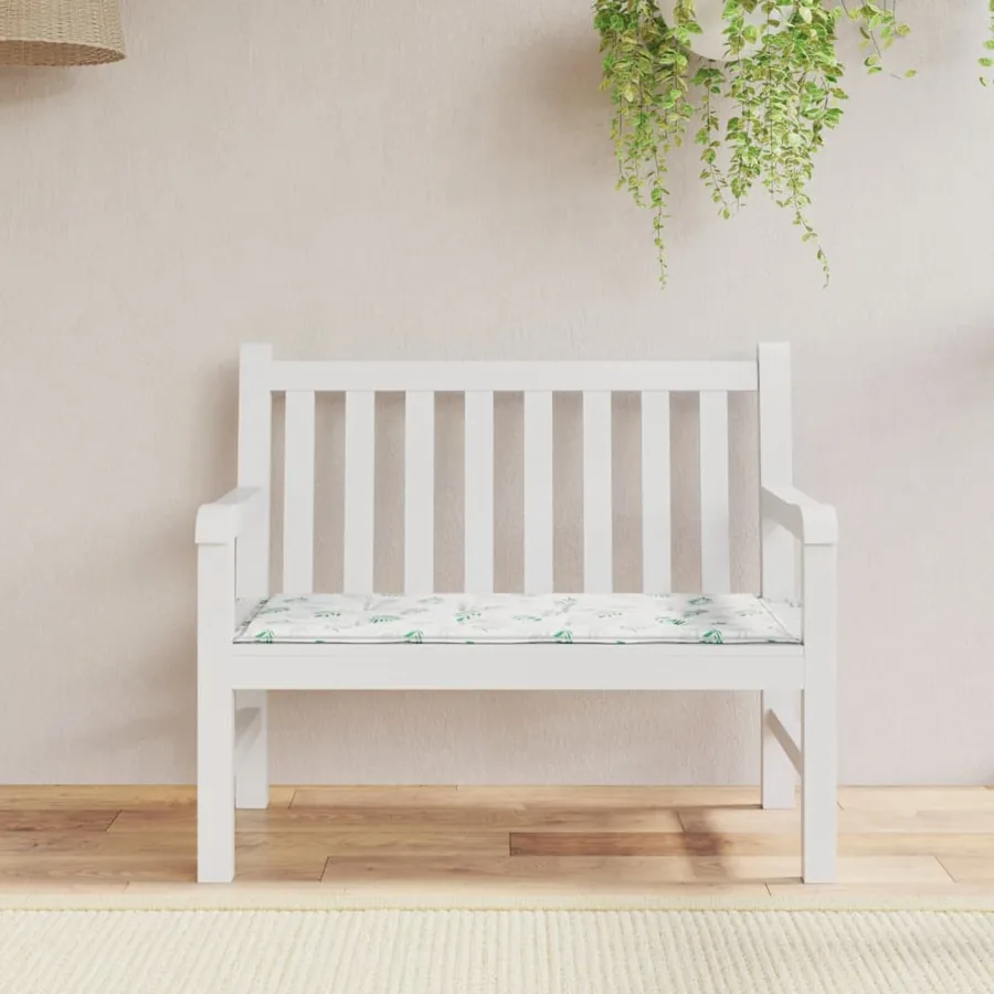 Coussin de banc de jardin motif de feuilles 100x50x3 cm