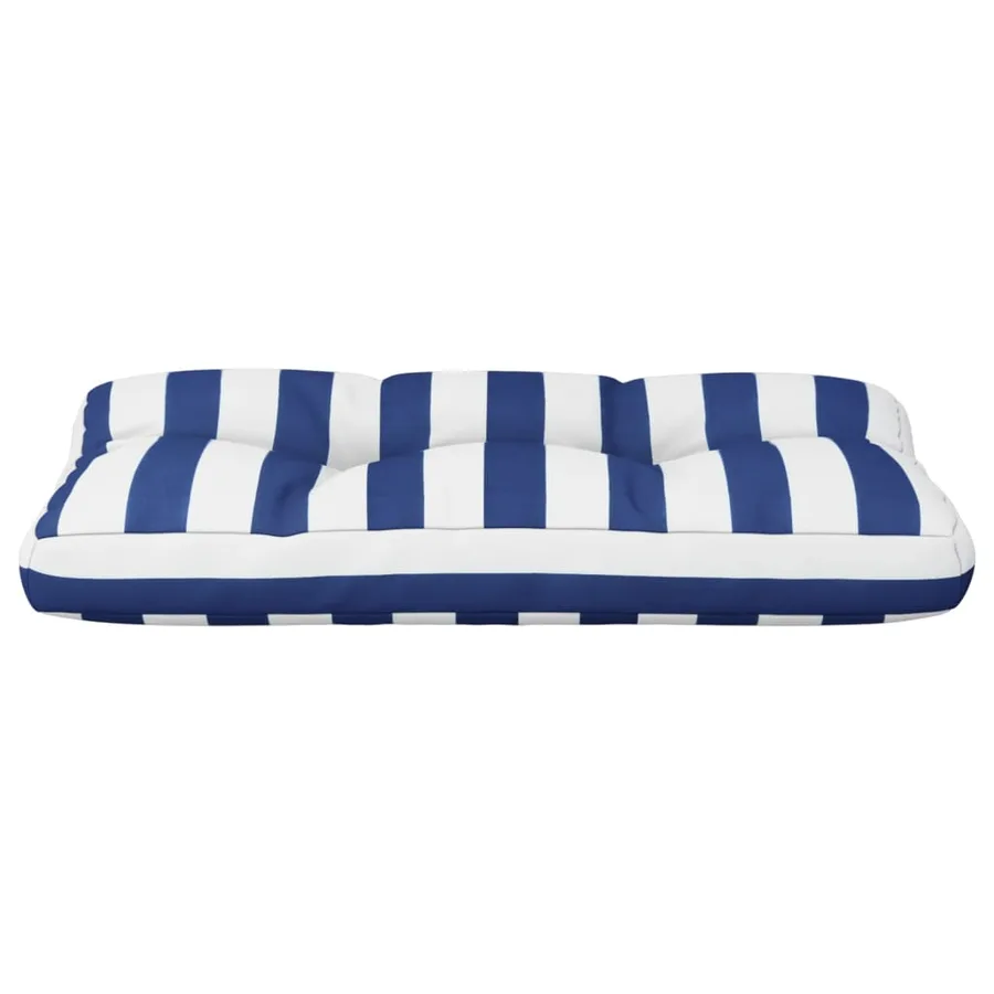 Coussin de palette rayures bleues et blanches 80x40x12 cm tissu - 5