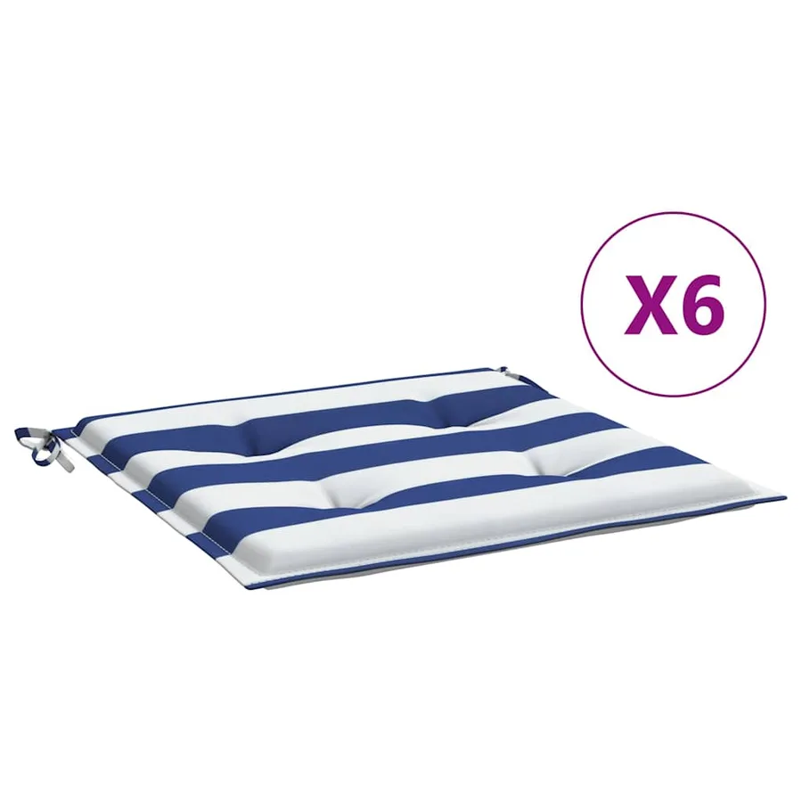 Coussins de chaise de jardin lot de 6 50x50x4 cm tissu - 2