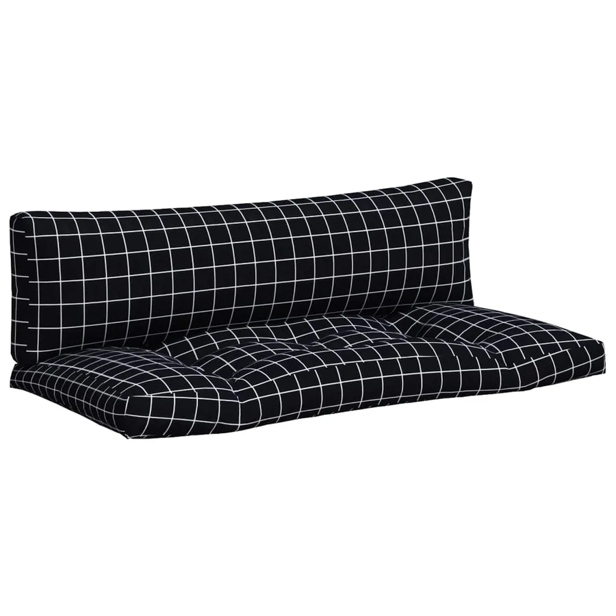 Coussins de palette lot de 2 motif à carreaux noir tissu Oxford - 2
