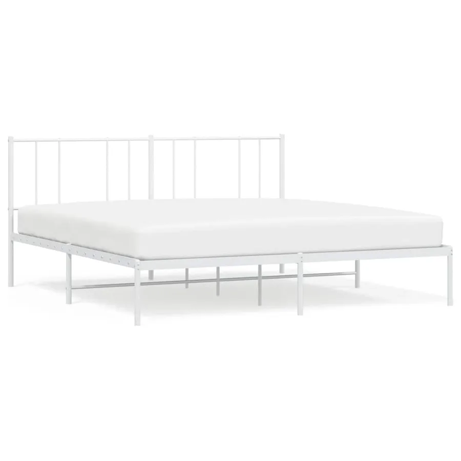 Cadre de lit métal sans matelas et tête de lit blanc 183x213 cm - 2