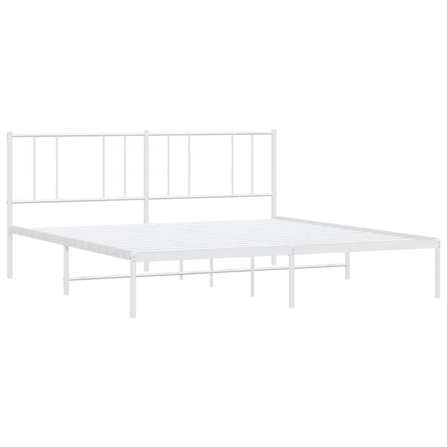 Cadre de lit métal sans matelas et tête de lit blanc 183x213 cm - 4