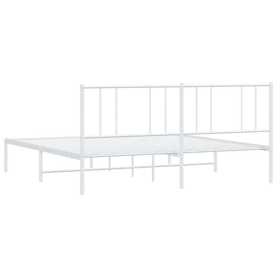 Cadre de lit métal sans matelas et tête de lit blanc 183x213 cm - 8