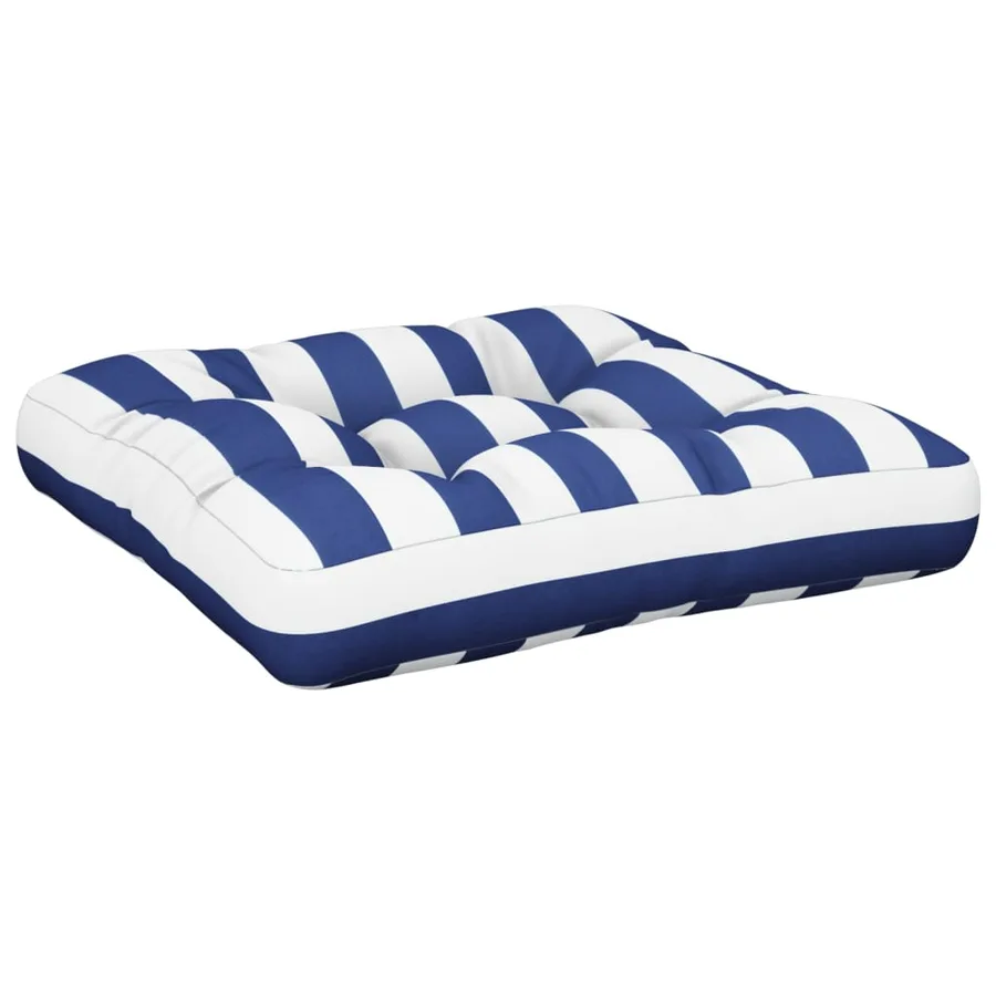 Coussin de palette rayures bleues et blanches 60x60x12 cm tissu - 4