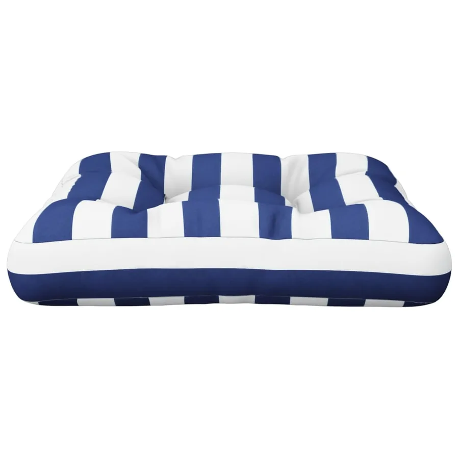 Coussin de palette rayures bleues et blanches 60x60x12 cm tissu - 5