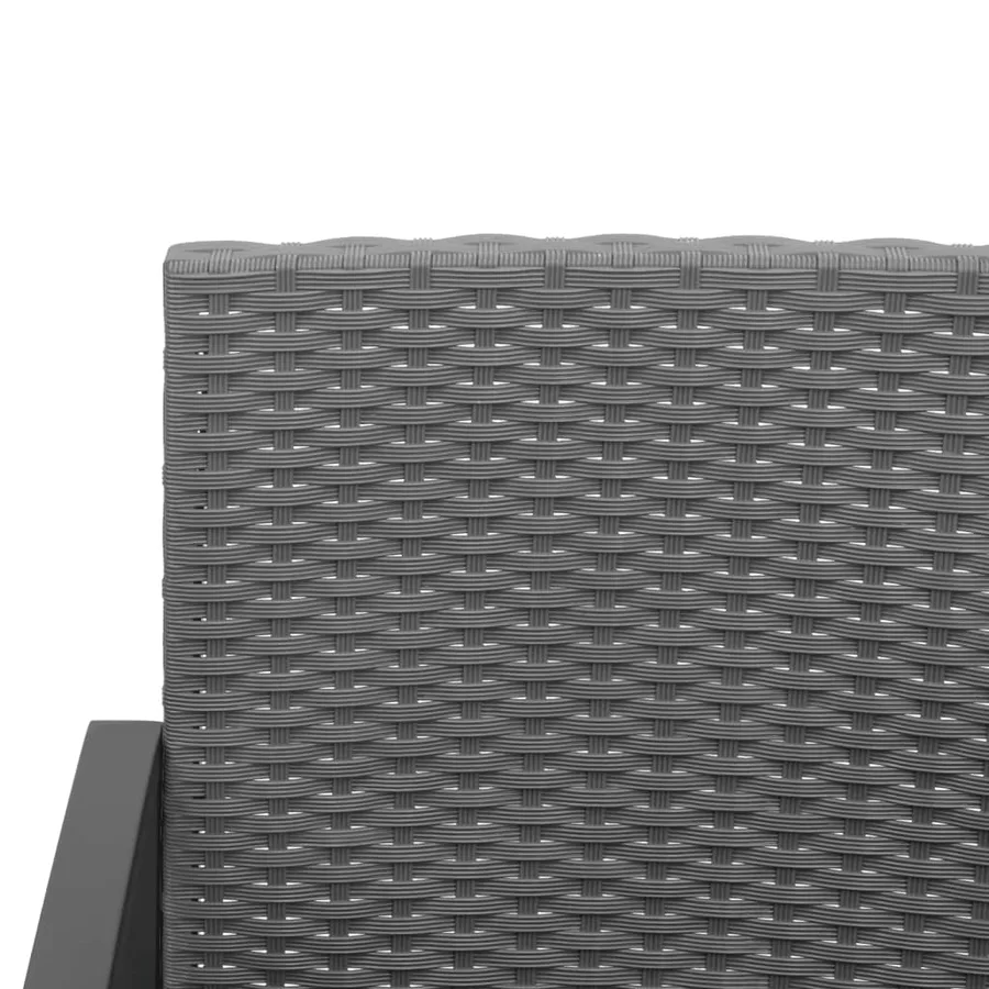 Banc de jardin à 3 places et coussins gris foncé PP rotin - 6