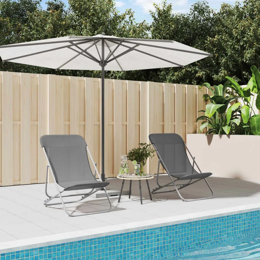 Chaises plage pliantes lot de 2 textilène acier enduit poudre