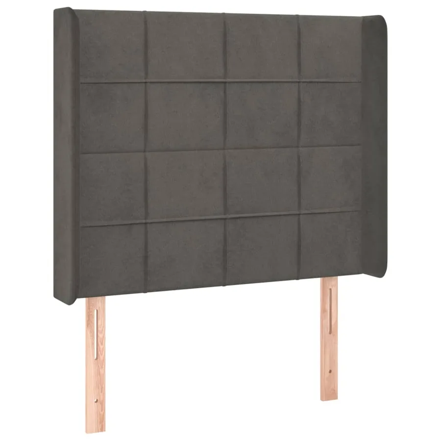 Tête de lit avec oreilles Gris foncé 103x16x118/128 cm Velours - 2