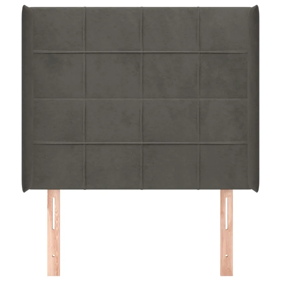 Tête de lit avec oreilles Gris foncé 103x16x118/128 cm Velours - 3
