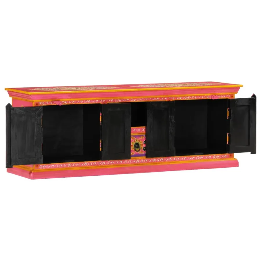 Meuble TV rose 110x30x40 cm bois massif de manguier - 3