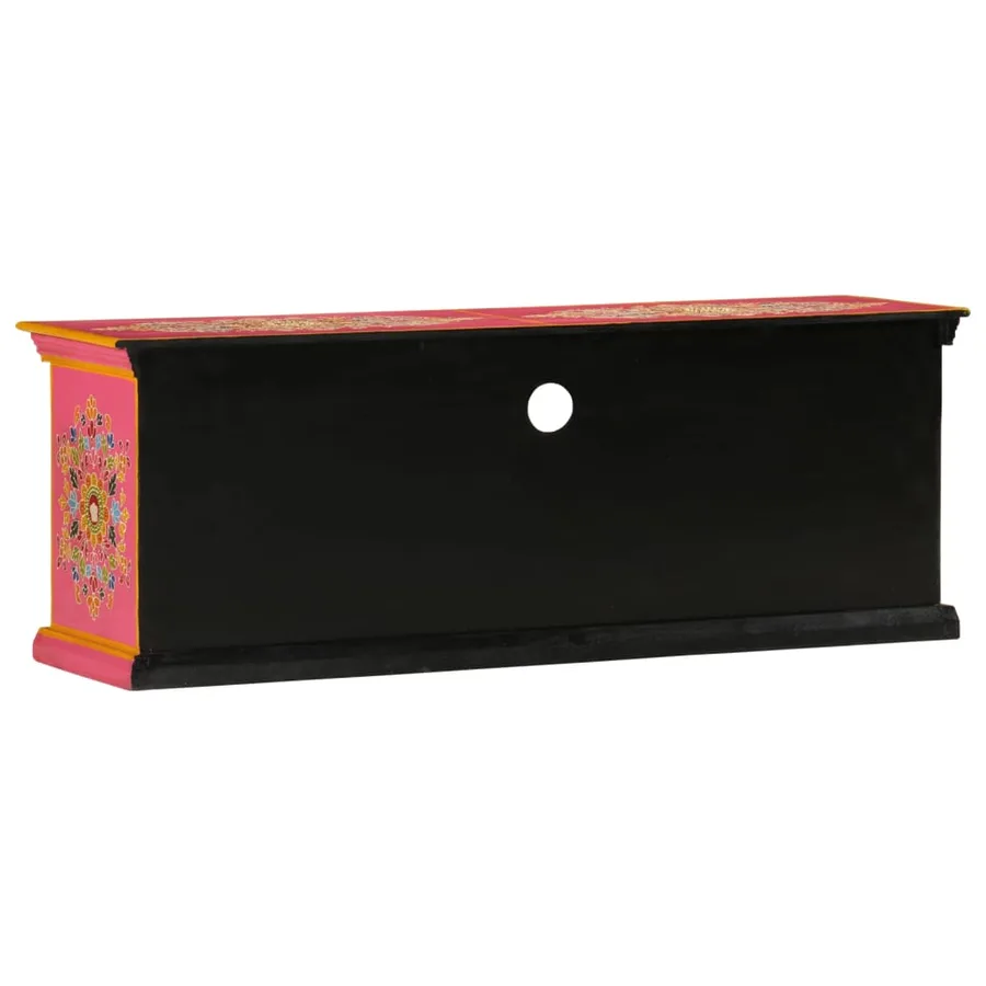 Meuble TV rose 110x30x40 cm bois massif de manguier - 6