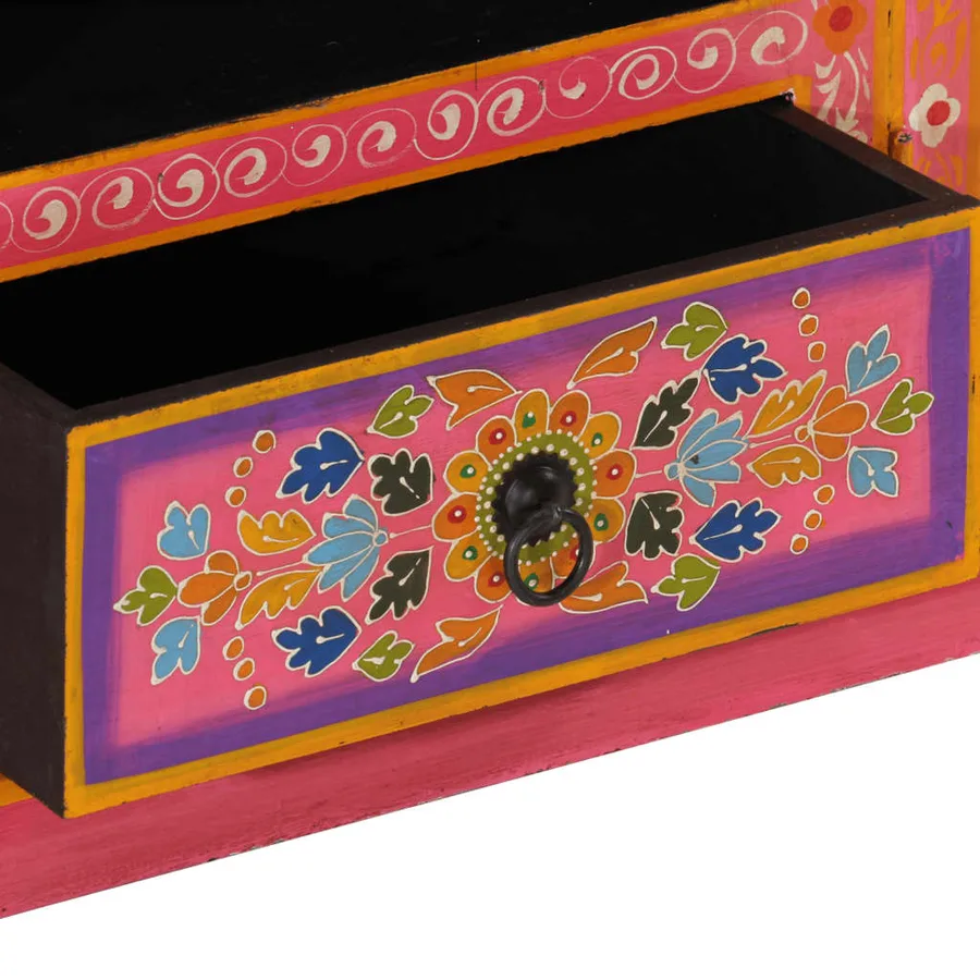 Meuble TV rose 110x30x40 cm bois massif de manguier - 7