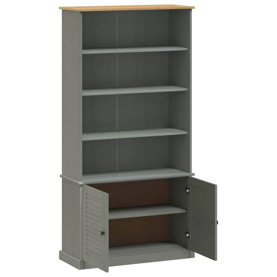 Bibliothèque VIGO gris 85x35x170 cm bois massif de pin - 5