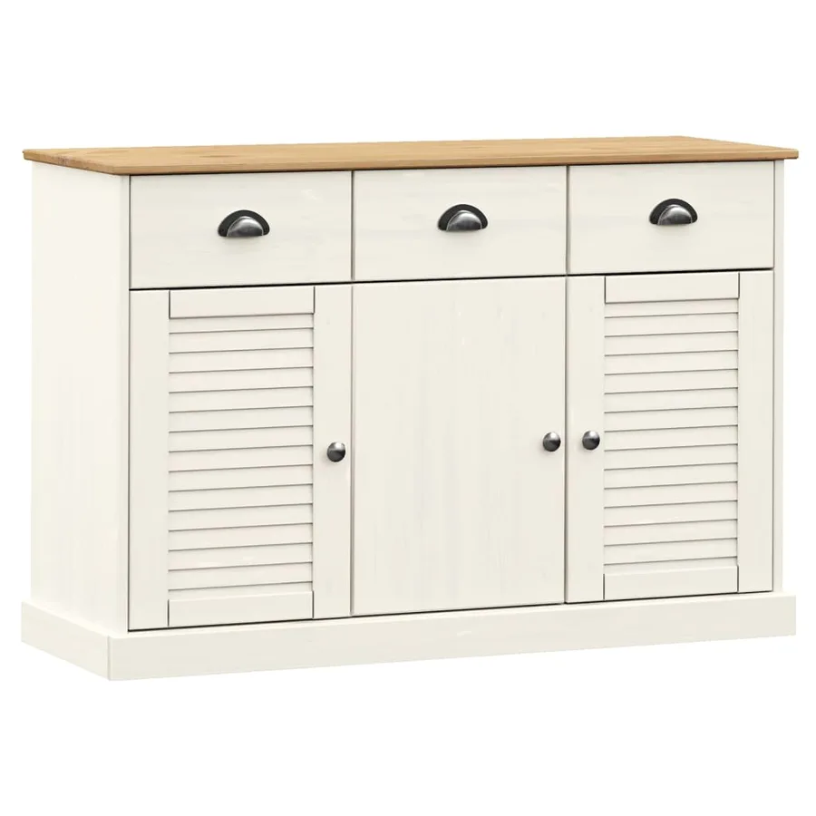 Buffet avec tiroirs VIGO 113x40x75 cm blanc bois massif de pin - 2