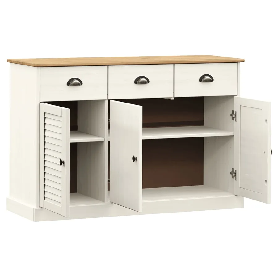 Buffet avec tiroirs VIGO 113x40x75 cm blanc bois massif de pin - 4