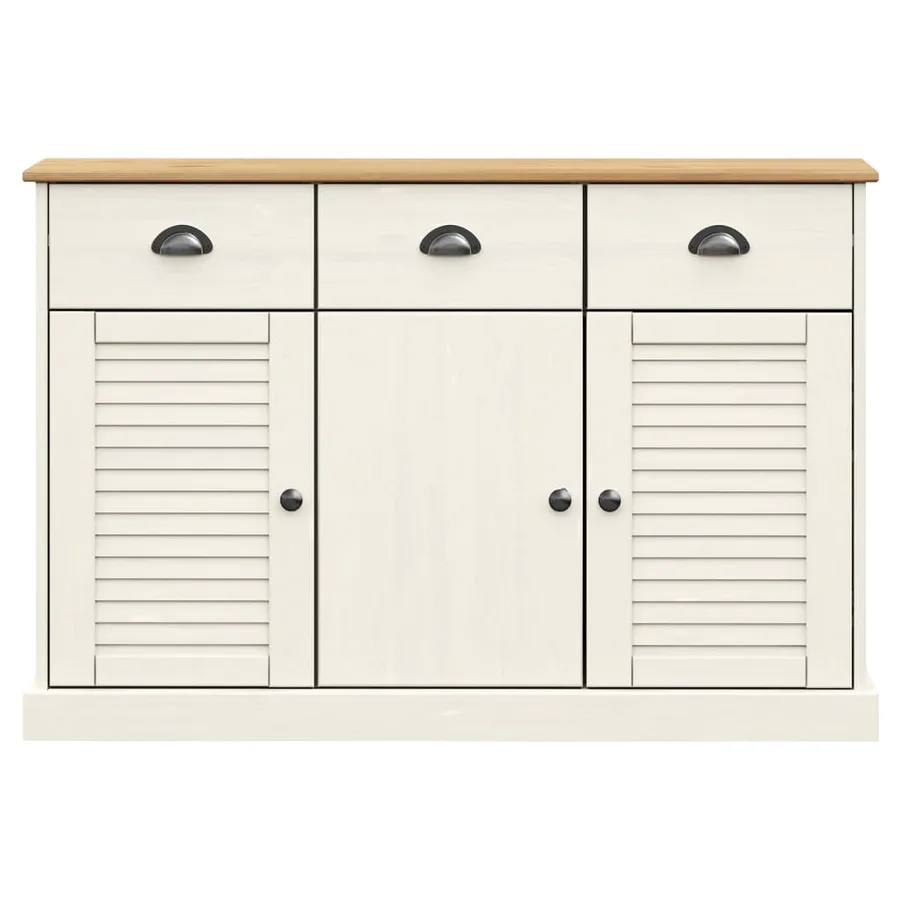 Buffet avec tiroirs VIGO 113x40x75 cm blanc bois massif de pin - 5