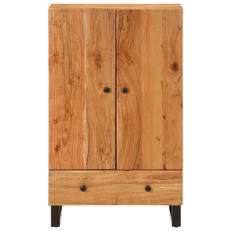 Buffet haut avec tiroir 60x33x100cm bois massif d'acacia et fer - 3