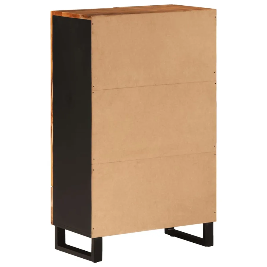Buffet haut avec tiroir 60x33x100cm bois massif d'acacia et fer - 5