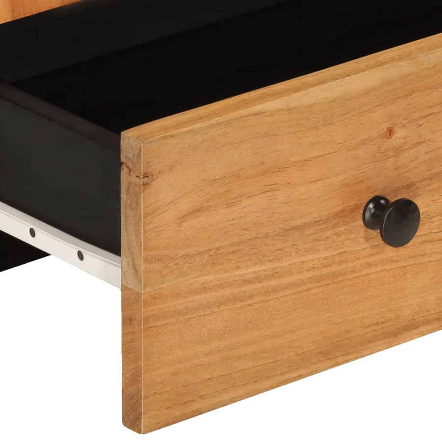 Buffet haut avec tiroir 60x33x100cm bois massif d'acacia et fer - 8