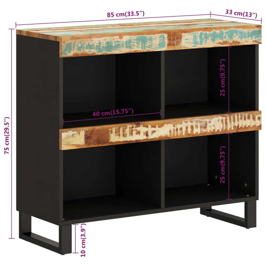Armoire latérale 85x33x75 cm bois massif de récupération - 9