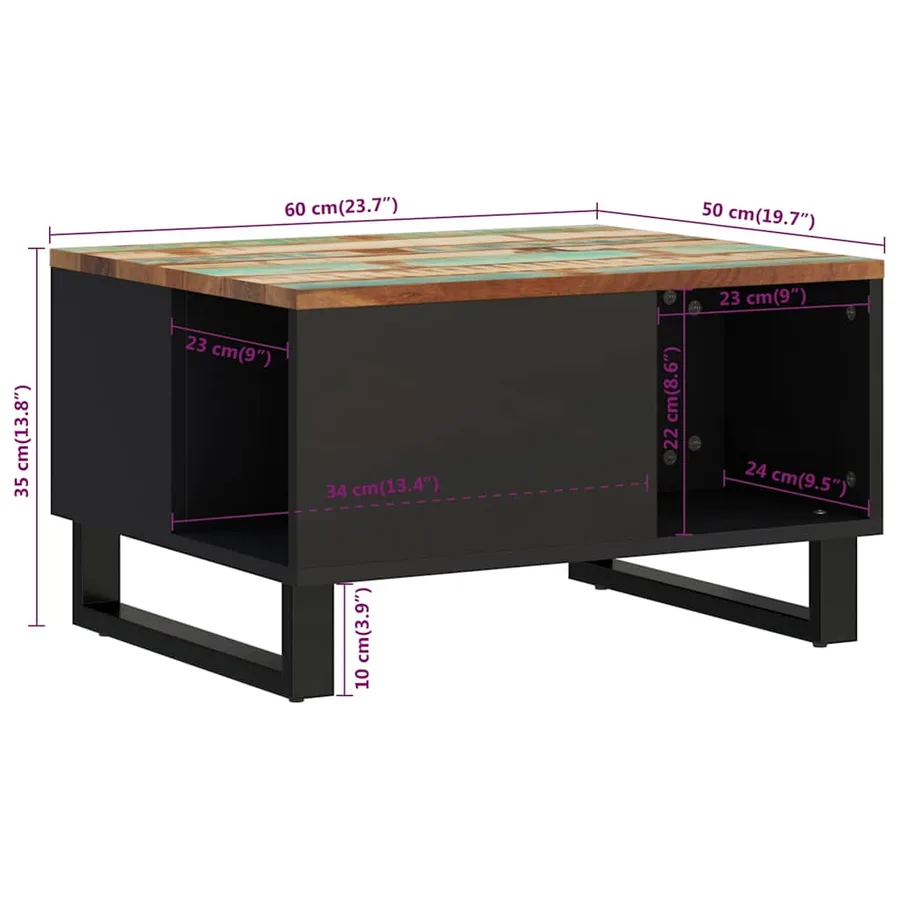 Table basse 60x50x35 cm bois de récupération massif - 8