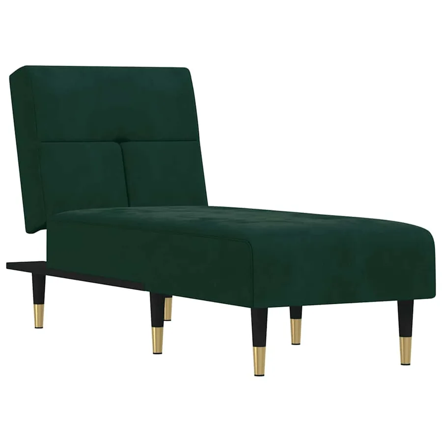 Chaise longue vert foncé velours - 2