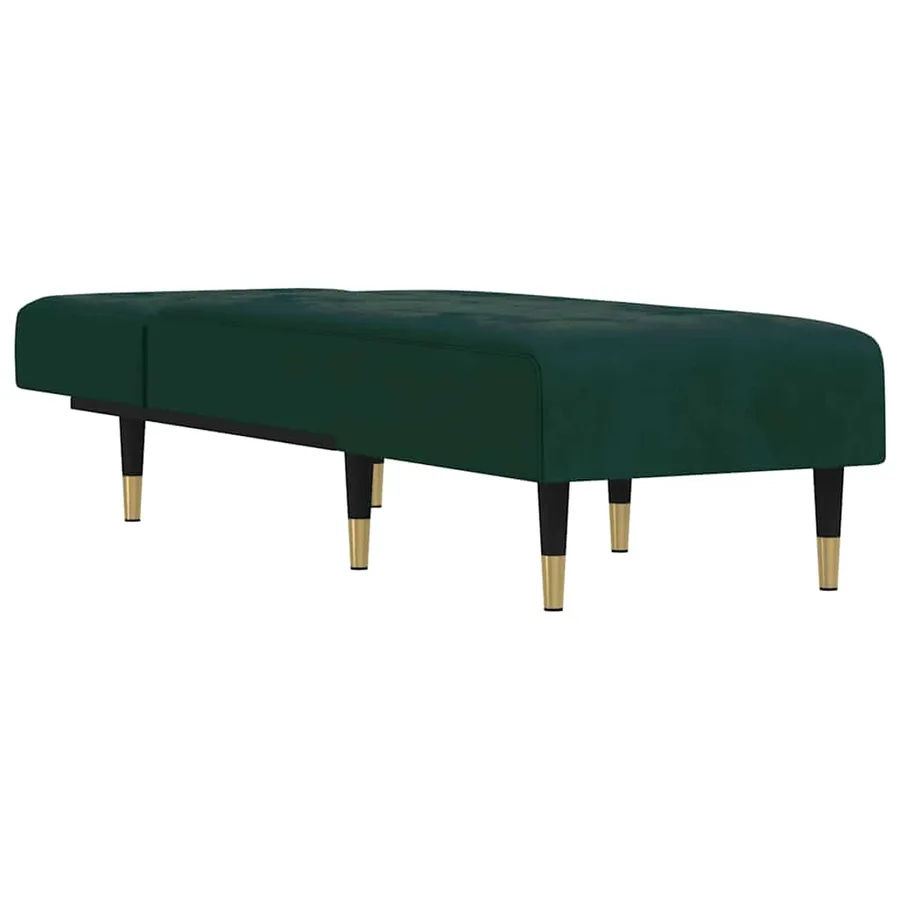 Chaise longue vert foncé velours - 3