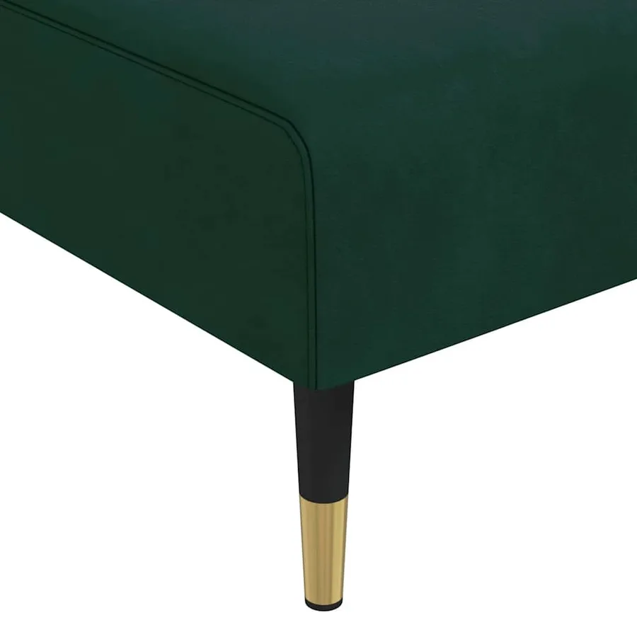 Chaise longue vert foncé velours - 7