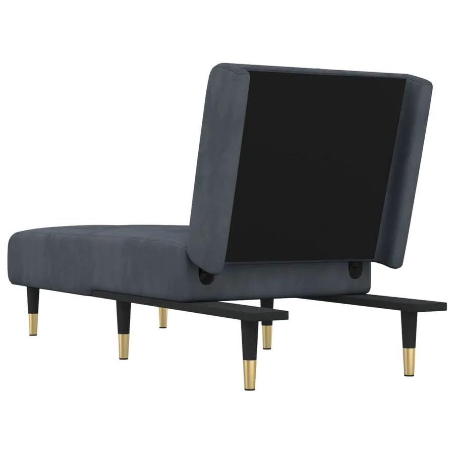 Chaise longue gris foncé velours - 5