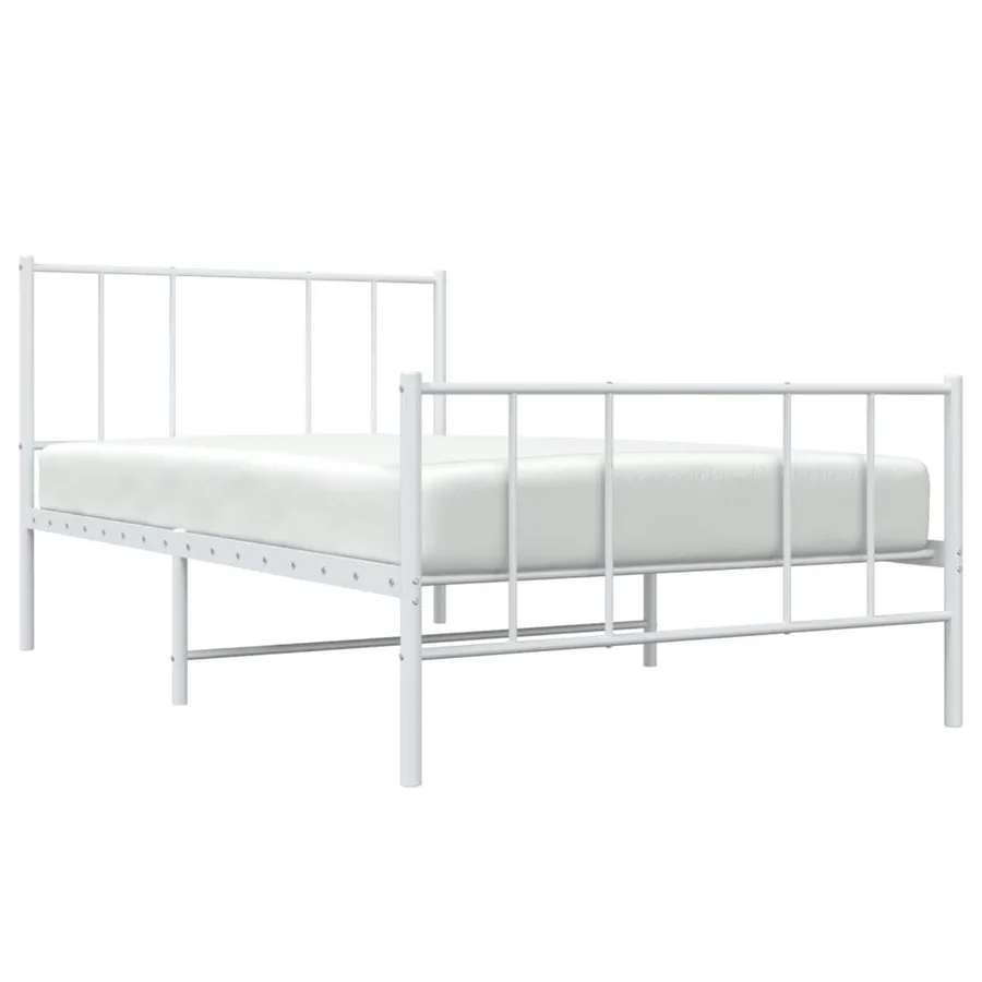 Cadre de lit métal sans matelas et pied de lit blanc 107x203 cm - 5
