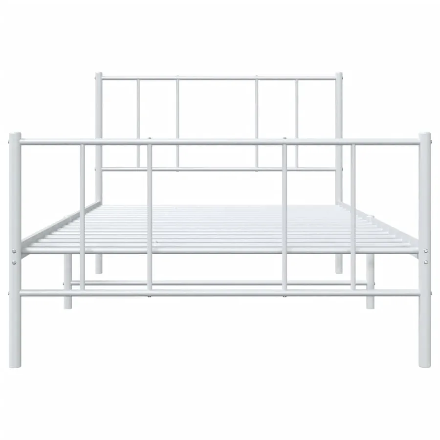 Cadre de lit métal sans matelas et pied de lit blanc 107x203 cm - 6