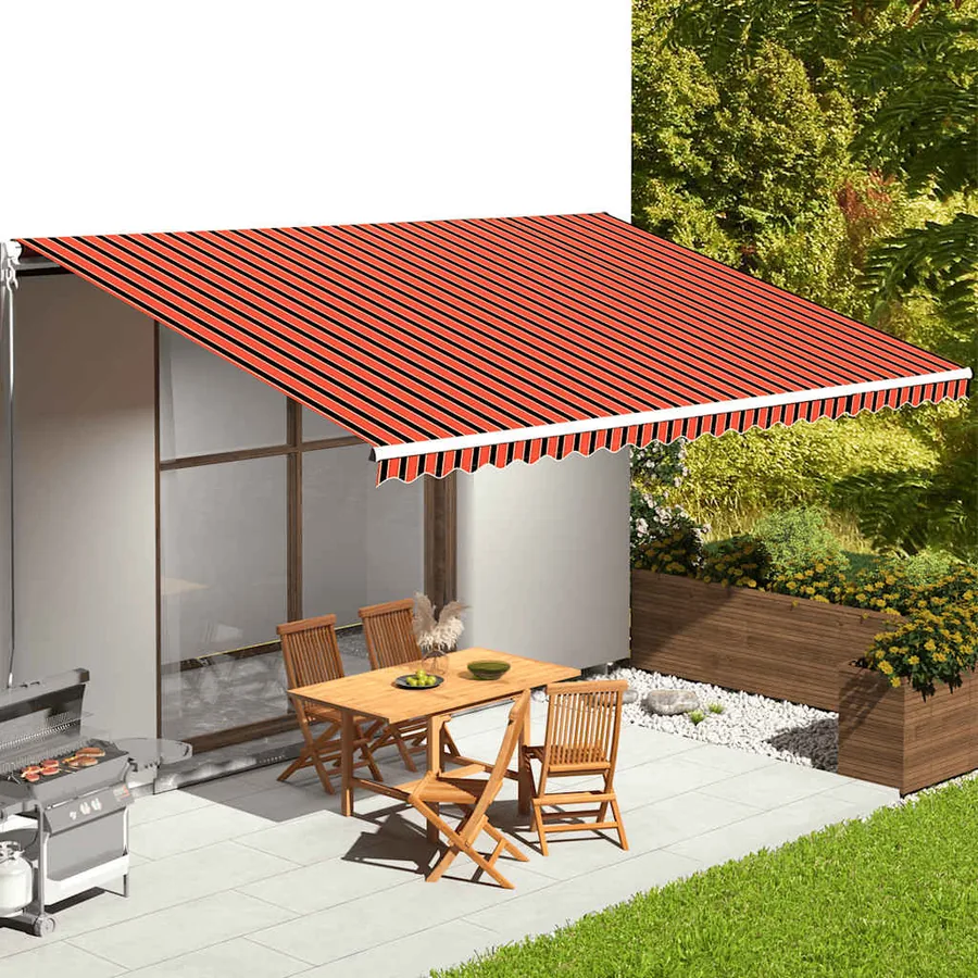 Tissu de remplacement pour auvent orange et marron 6x3,5 m polyester