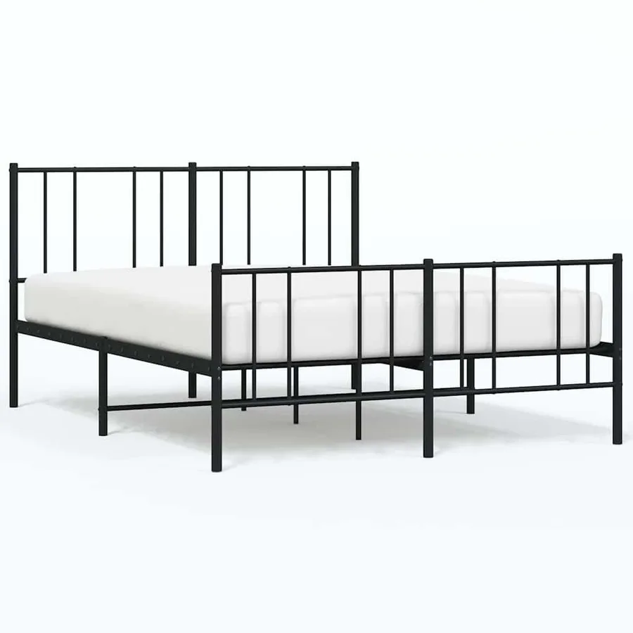 Cadre de lit métal sans matelas avec pied de lit noir 160x200cm - 2