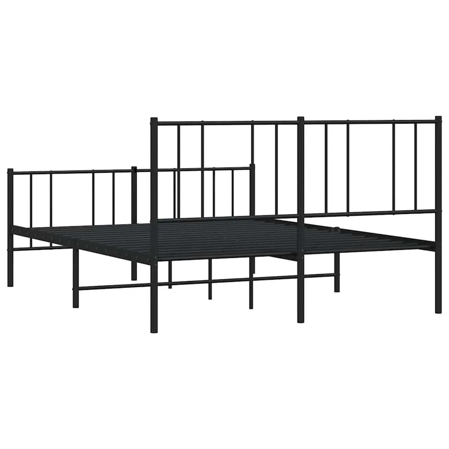 Cadre de lit métal sans matelas avec pied de lit noir 160x200cm - 8