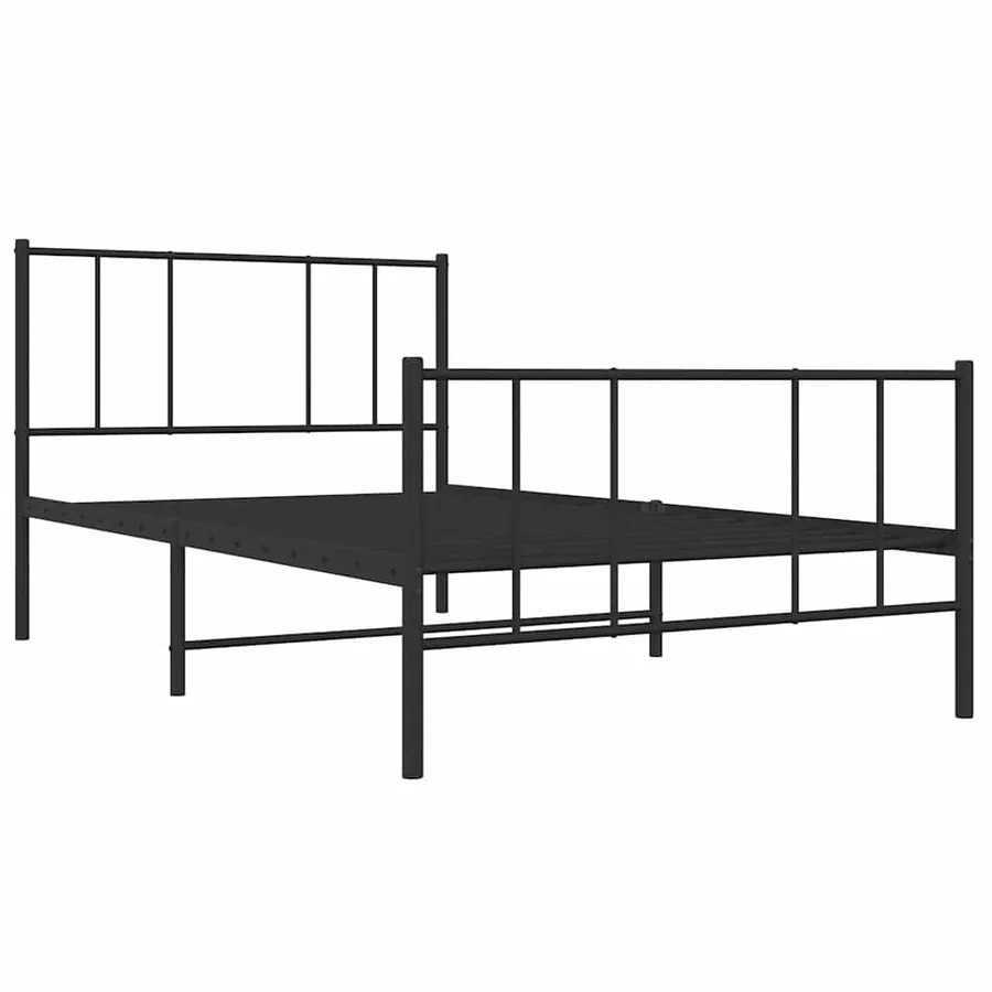 Cadre de lit métal sans matelas avec pied de lit noir 90x190 cm - 3