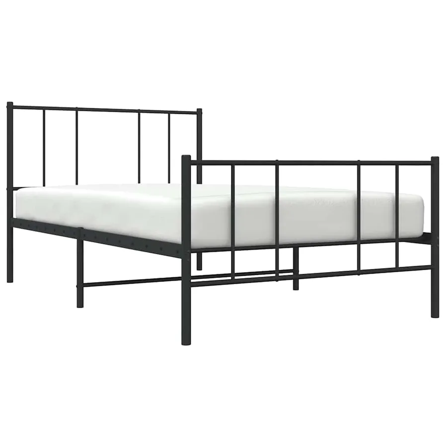 Cadre de lit métal sans matelas avec pied de lit noir 90x190 cm - 5