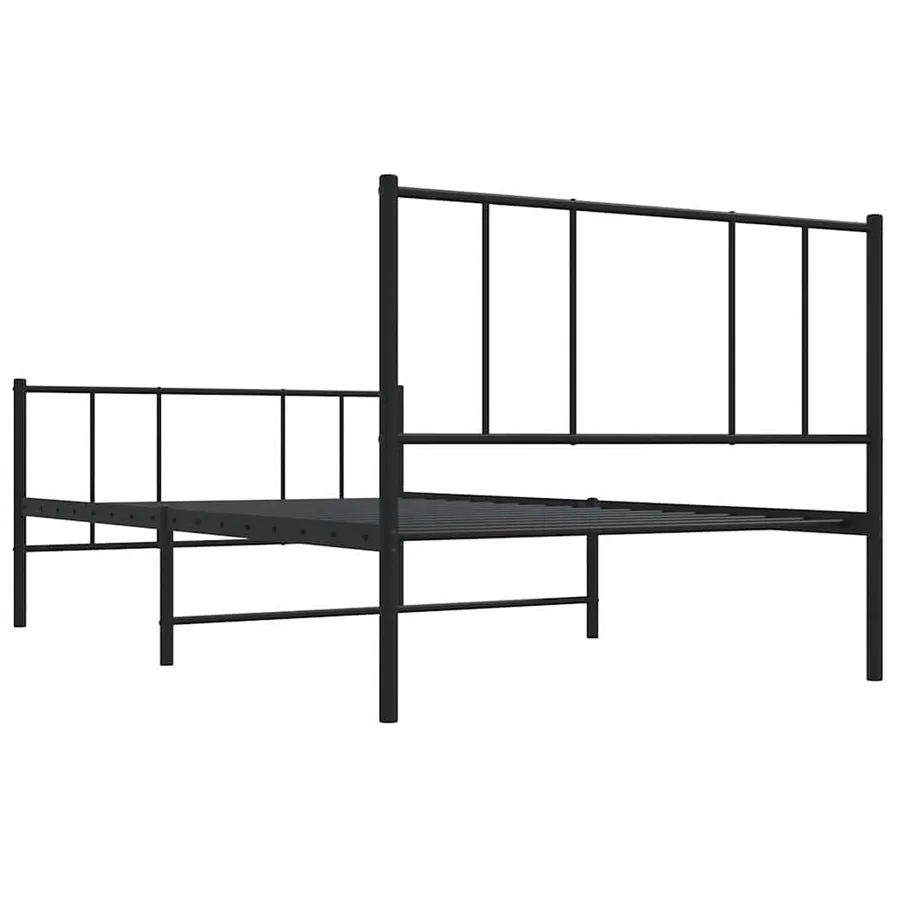Cadre de lit métal sans matelas avec pied de lit noir 90x190 cm - 8