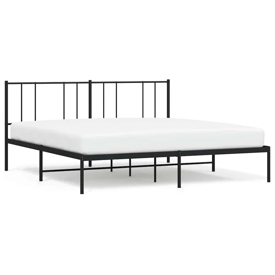 Cadre de lit métal sans matelas avec tête de lit noir 193x203cm - 2