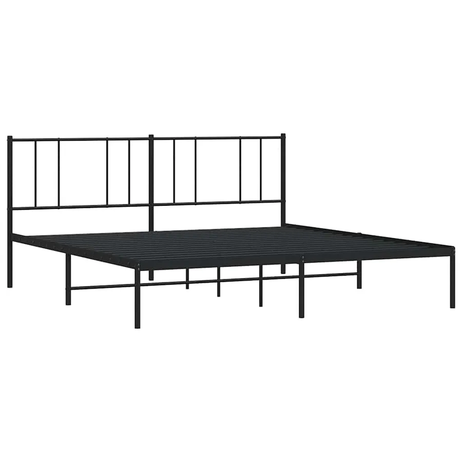 Cadre de lit métal sans matelas avec tête de lit noir 193x203cm - 4