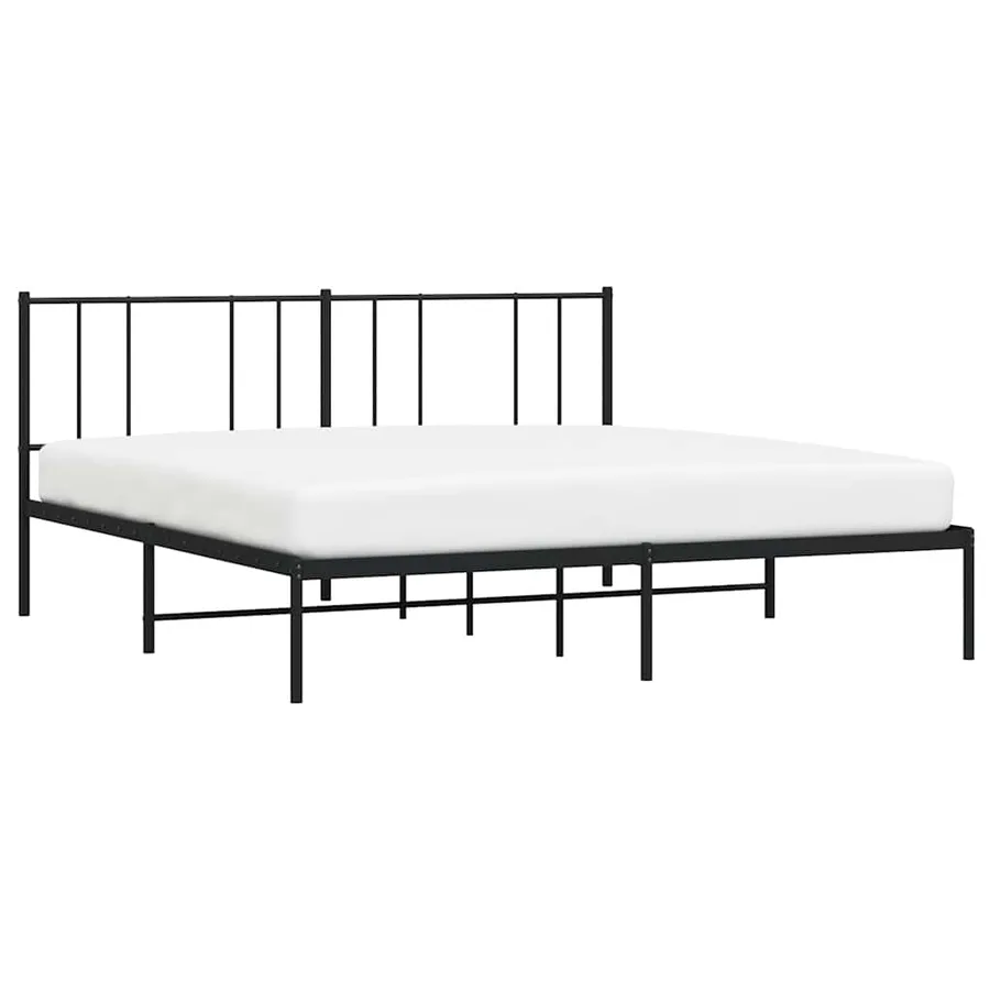 Cadre de lit métal sans matelas avec tête de lit noir 193x203cm - 5