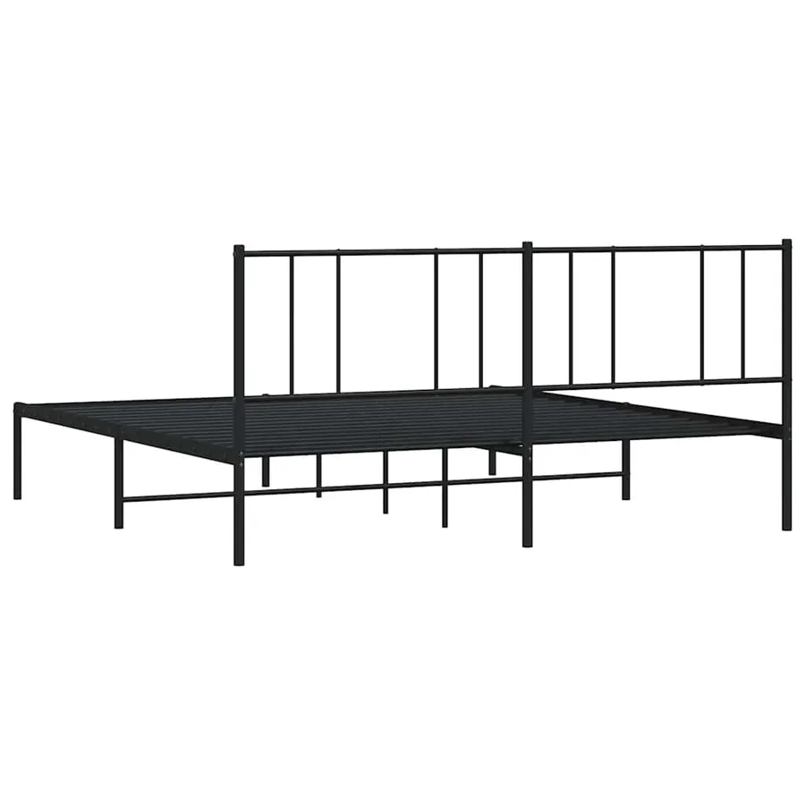 Cadre de lit métal sans matelas avec tête de lit noir 193x203cm - 8
